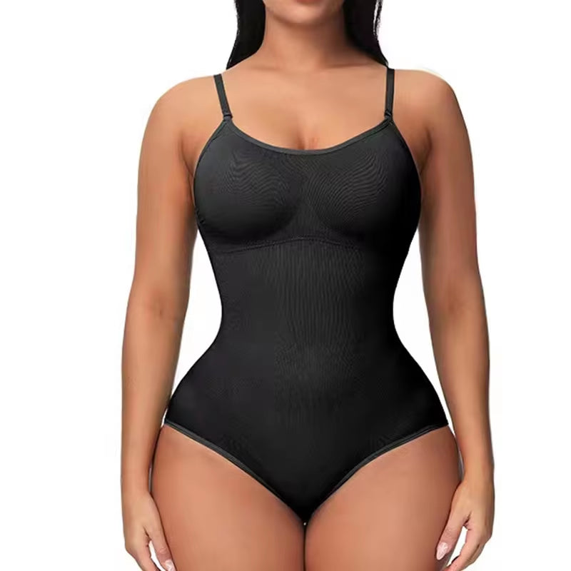 Super Sale V-Neck Spaghetti Strap Shapewear Bodysuit – Slimming, Compression, Open Crotch Design for a Smooth Silhouette